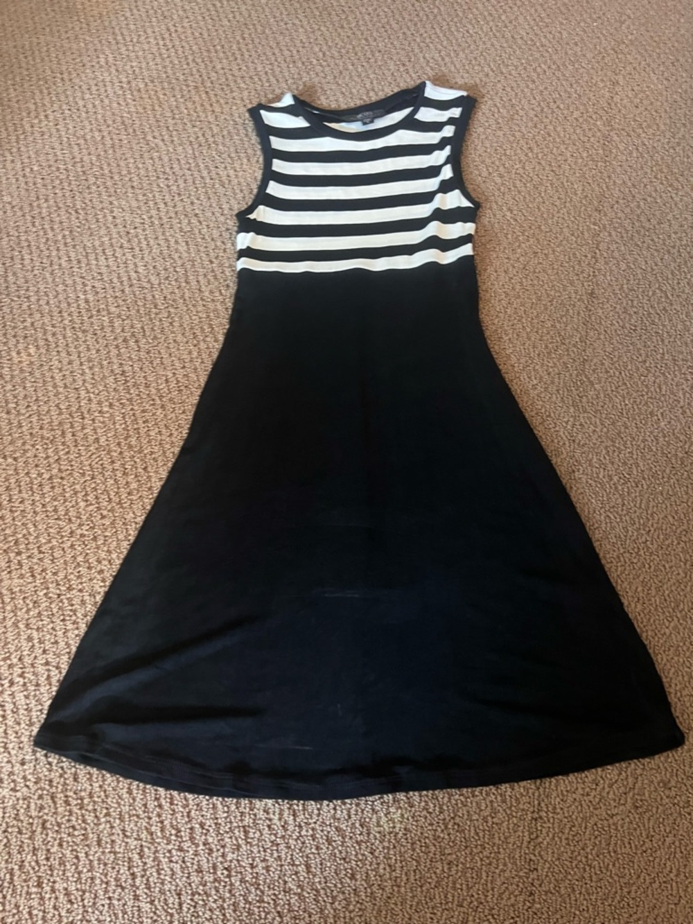 BCBG Black Dress with White Striped Bodice